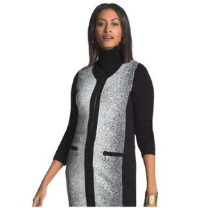 Chico's Ombre Zip Cardigan Black and White SZ XL